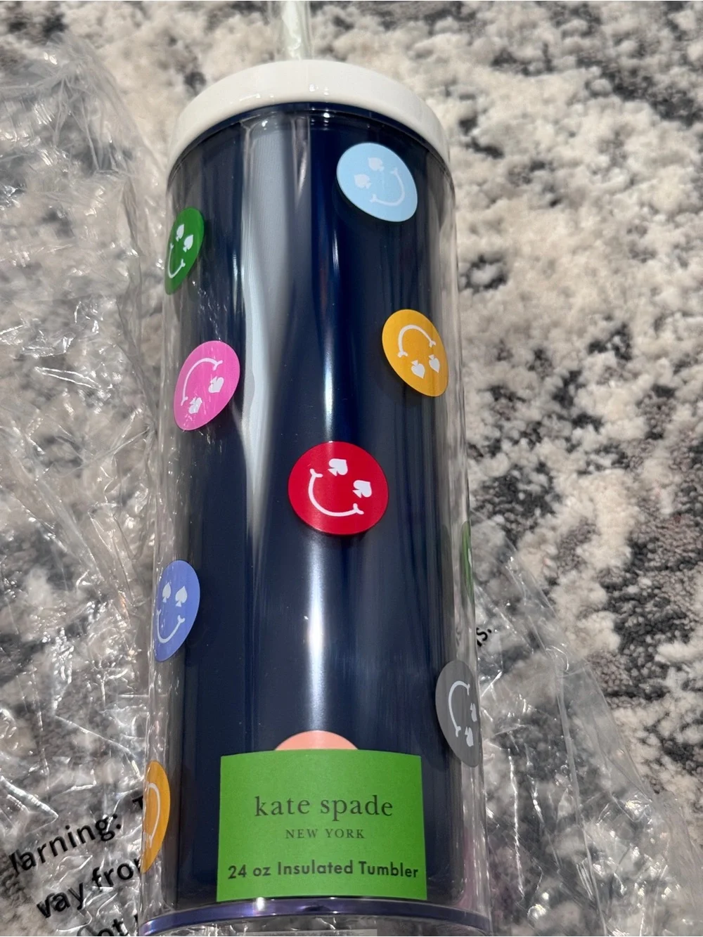Kate Spade New York 24 oz Smiley Acrylic Travel Tumbler with Straw